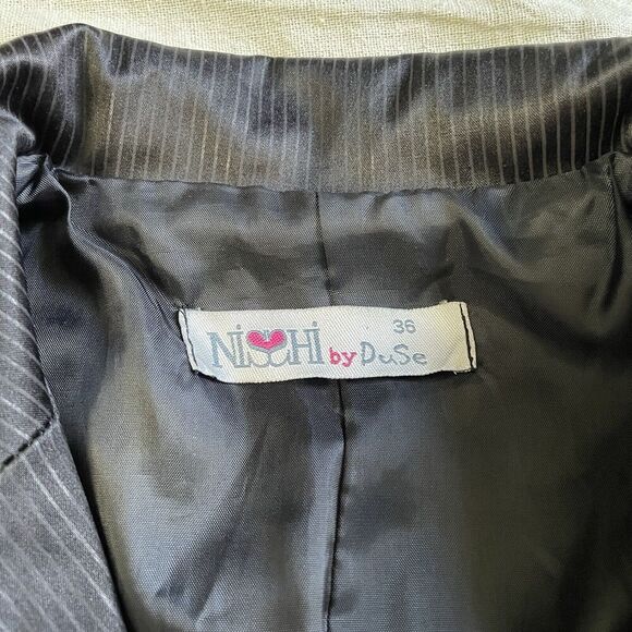 NISSHI by‎ Duse Victorian Vampire Blazer Women S/M 36 Black Satin Goth VTG Crop - Picture 10 of 13